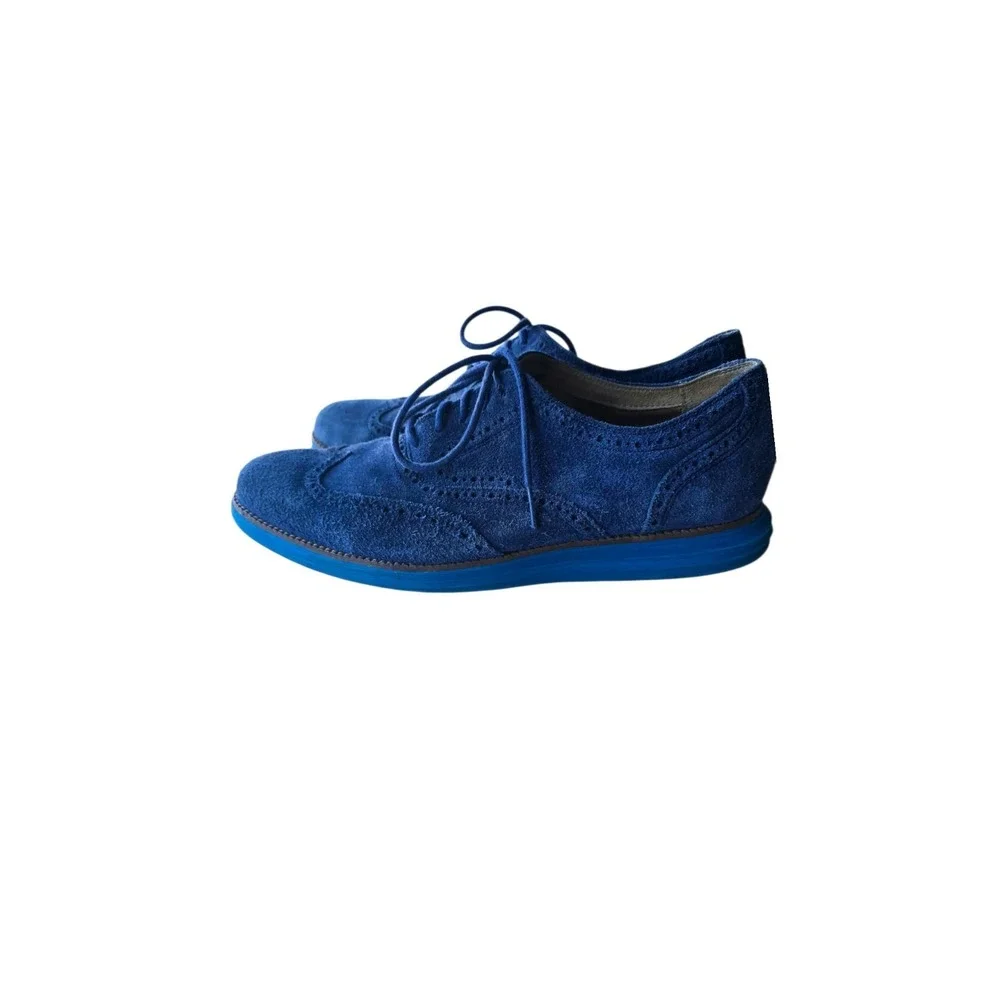 Cole Haan Mens‎ Wingtip Oxford Navy Oxford Suede Shoes Size 11 C23720